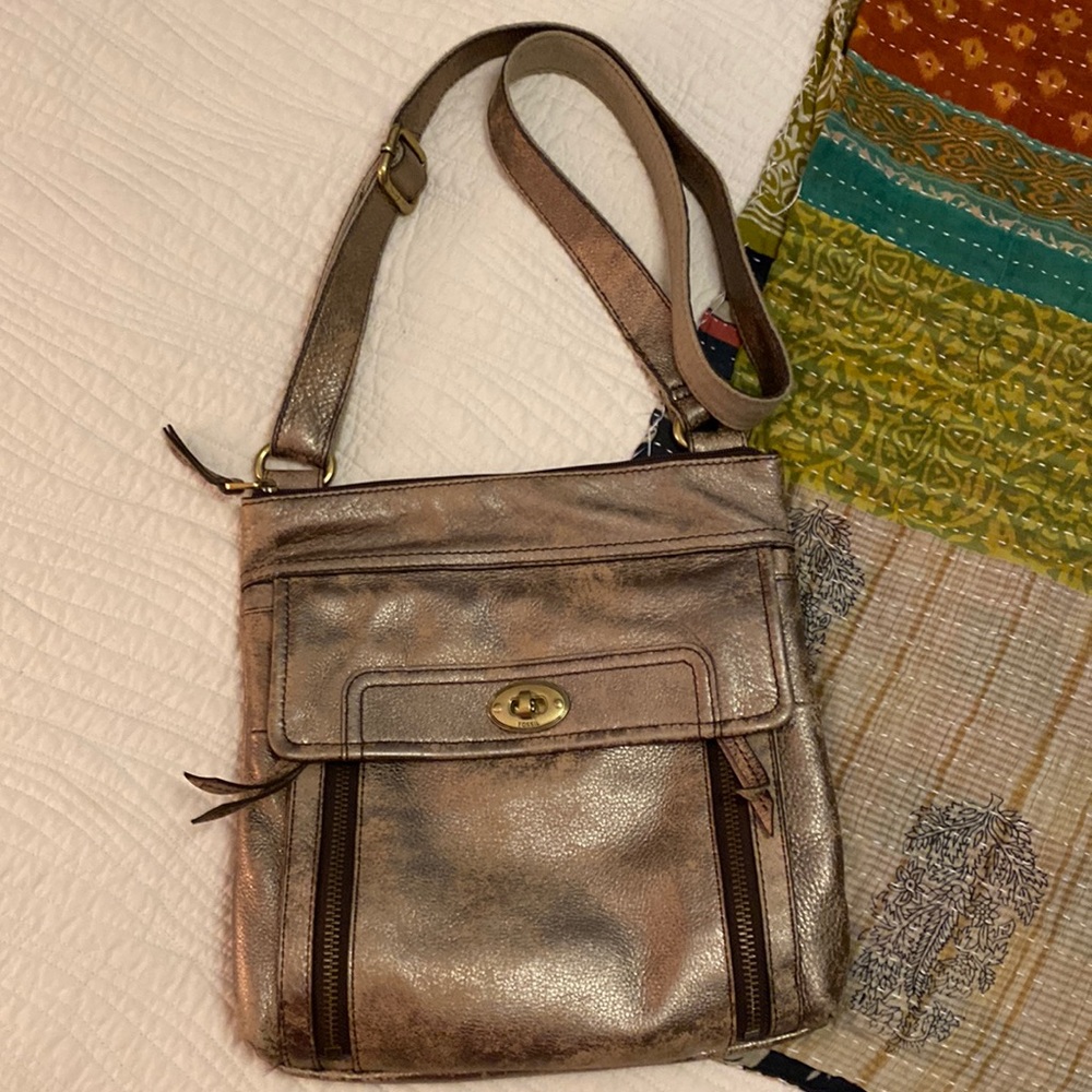 Fossil leather messenger bag